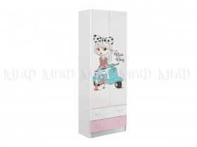 Шкаф 2-х створчатый Fashion-1 Вега (Белый/Розовый) в Яровом - yarovoe.katalogmebeli.com | фото