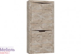 Шкаф 2-х створчатый комбинированный Хилтон (Дуб юкон/Гранж) в Яровом - yarovoe.katalogmebeli.com | фото