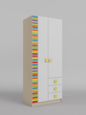 Шкаф 2-х створчатый с ящиками Клаксон без машинок (Белый/корпус Клен) в Яровом - yarovoe.katalogmebeli.com | фото