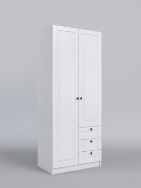 Шкаф 2-х створчатый с ящиками Классика (Белый/корпус Выбеленное дерево) в Яровом - yarovoe.katalogmebeli.com | фото