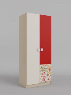 Шкаф 2-х створчатый с ящиками Ретвит (Бежевый/Красный/корпус Клен) в Яровом - yarovoe.katalogmebeli.com | фото
