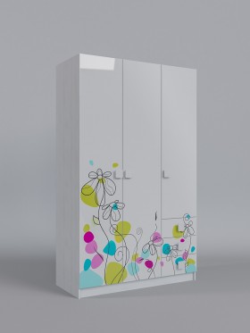 Шкаф 3-х створчатый с ящиками Флёр (Белый/корпус Выбеленное дерево) в Яровом - yarovoe.katalogmebeli.com | фото