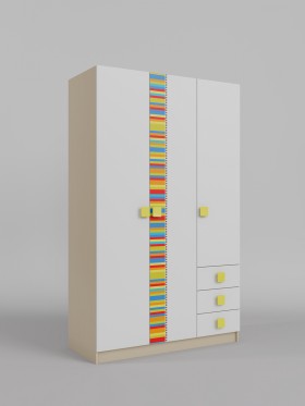 Шкаф 3-х створчатый с ящиками Клаксон без машинок (Белый/корпус Клен) в Яровом - yarovoe.katalogmebeli.com | фото