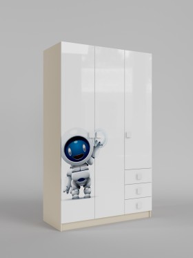 Шкаф 3-х створчатый с ящиками Санни (Белый/корпус Клен) в Яровом - yarovoe.katalogmebeli.com | фото 1