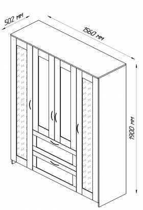 Шкаф четырехдверный Сириус с 1 зеркалом и 2 ящиками белый в Яровом - yarovoe.katalogmebeli.com | фото 2