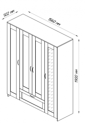 Шкаф четырехдверный Сириус с 2 зеркалами и 1 ящиком белый в Яровом - yarovoe.katalogmebeli.com | фото 3