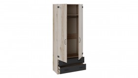 Шкаф для одежды комбинированный «Окланд» (Фон Черный/Дуб Делано) в Яровом - yarovoe.katalogmebeli.com | фото 2