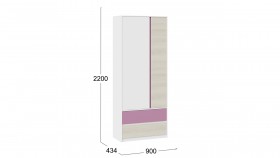 Шкаф для одежды комбинированный «Сканди» Дуб Гарден/Белый/Лиловый в Яровом - yarovoe.katalogmebeli.com | фото 5