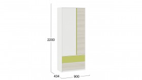 Шкаф для одежды комбинированный «Сканди» Дуб Гарден/Белый/Зеленый в Яровом - yarovoe.katalogmebeli.com | фото 5