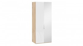 Шкаф для одежды с 1 глухой и 1 зеркальной дверями правый «Эмбер» Яблоня Беллуно/Белый глянец в Яровом - yarovoe.katalogmebeli.com | фото