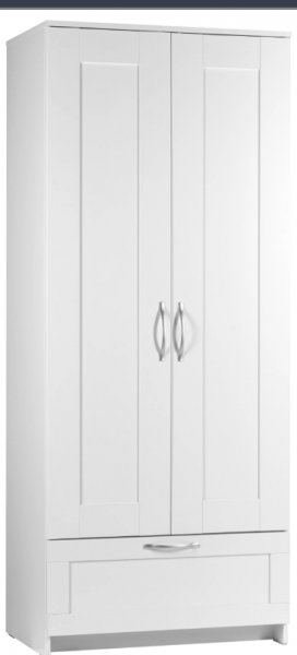 Шкаф двухдверный Сириус с 1 ящиком белый в Яровом - yarovoe.katalogmebeli.com | фото
