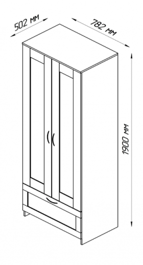 Шкаф двухдверный Сириус с 1 ящиком белый в Яровом - yarovoe.katalogmebeli.com | фото 2