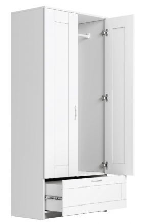 Шкаф двухдверный Сириус с 1 ящиком белый в Яровом - yarovoe.katalogmebeli.com | фото 3
