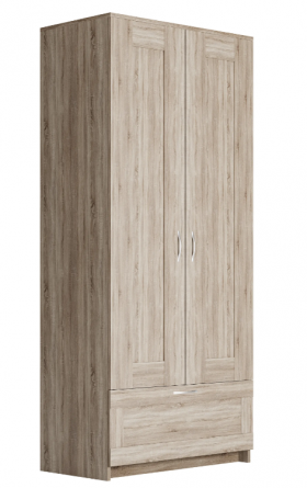 Шкаф двухдверный Сириус с 1 ящиком дуб сонома в Яровом - yarovoe.katalogmebeli.com | фото