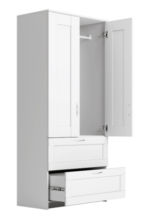 Шкаф двухдверный Сириус с 2 ящиками белый в Яровом - yarovoe.katalogmebeli.com | фото 2