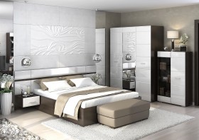 Спальня Вегас (Венге/Белый глянец) в Яровом - yarovoe.katalogmebeli.com | фото 1